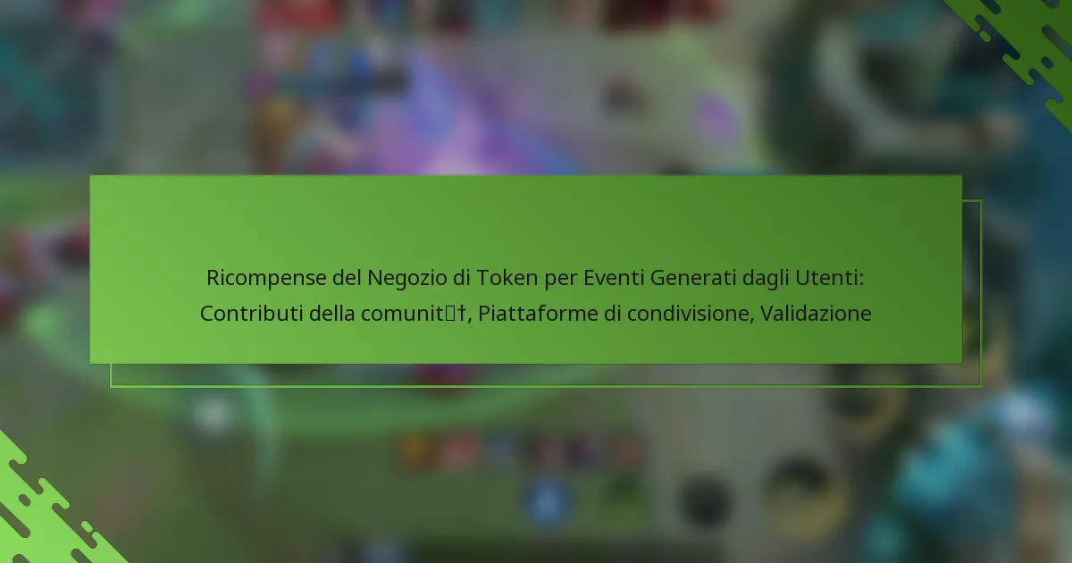 Ricompense del Negozio di Token per Eventi Generati dagli Utenti: Contributi della comunità, Piattaforme di condivisione, Validazione